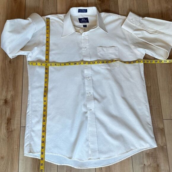 Stafford Wrinkle Free Mens Button Down Shirt Soft Yellow Size 17 / 33 - Picture 7 of 11